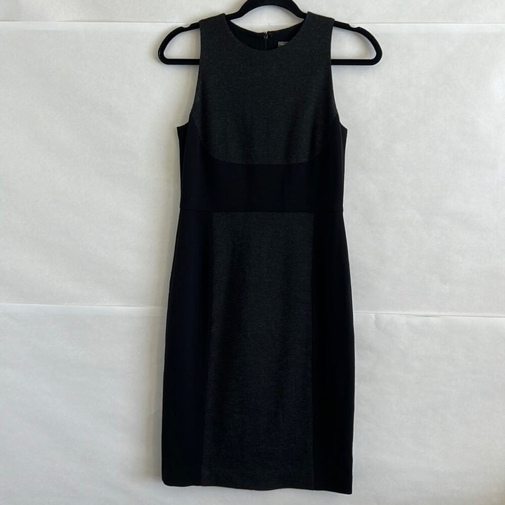 Vince Sleeveless Sheath Dress Size 4 Gray Colorblock Wool Blend Office Career